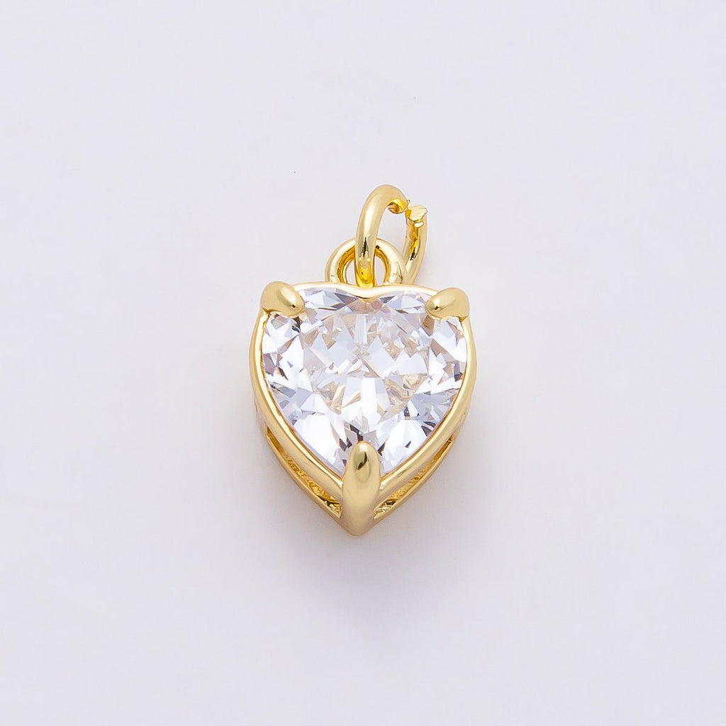 16K Gold Filled Clear CZ Teardrop, Oval, Heart, Marquise, Square Solitaire Charm | Charms-00816 ~ Charms-00820