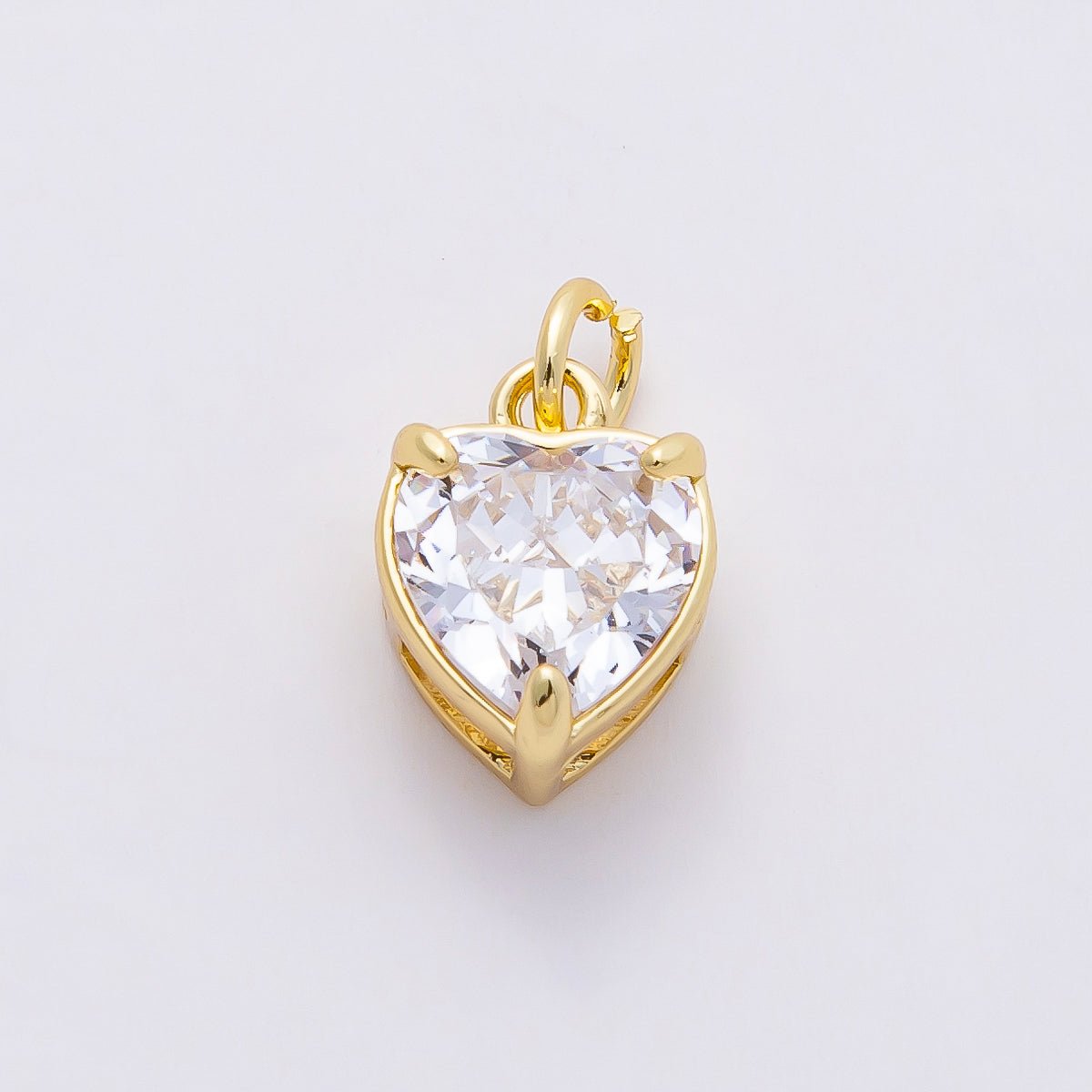 16K Gold Filled Clear CZ Teardrop, Oval, Heart, Marquise, Square Solitaire Charm | Charms-00816 ~ Charms-00820