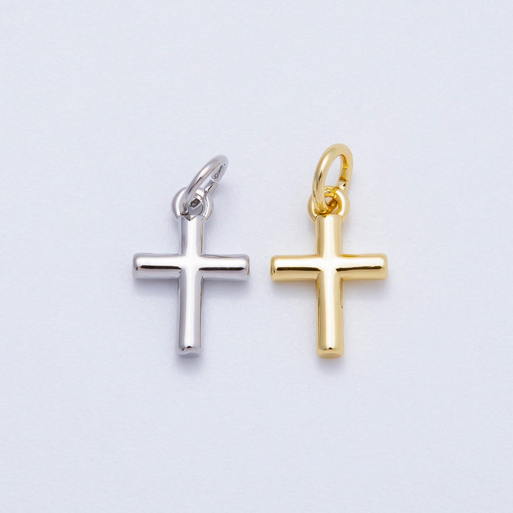 16K Gold Filled 12mm Minimalist Religious Cross Mini Charm in Gold & Silver | Charms-00651 Charms-00652