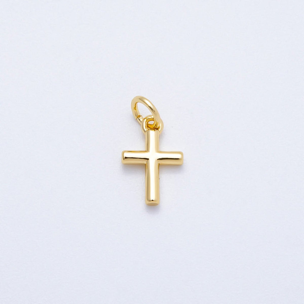16K Gold Filled 12mm Minimalist Religious Cross Mini Charm in Gold & Silver | Charms-00651 Charms-00652
