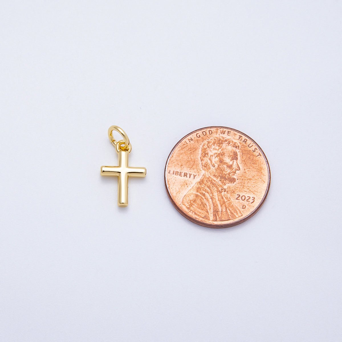 16K Gold Filled 12mm Minimalist Religious Cross Mini Charm in Gold & Silver | Charms-00651 Charms-00652