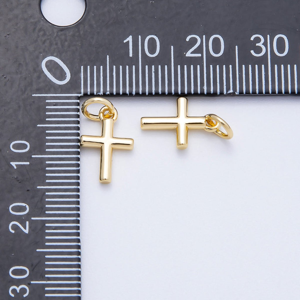 16K Gold Filled 12mm Minimalist Religious Cross Mini Charm in Gold & Silver | Charms-00651 Charms-00652