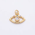 16K Gold Filled 12mm Multicolor Clear CZ Evil Eye Open Textured Charm | Charms-00863