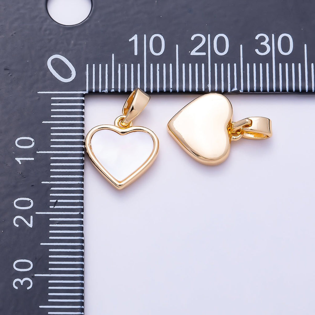 16K Gold Filled 12mm Shell Pearl Heart Bezel Charm | Charms-01503