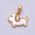 16K Gold Filled 12mm Shell Pearl Puppy Dog Pet Animal Pendant | Charms-00582