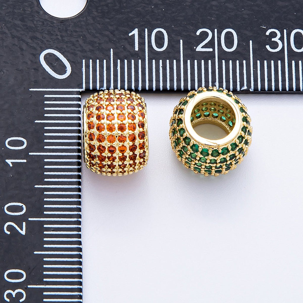 16K Gold Filled 12mm Wide Micro Paved CZ Birthstone Spacer Set | Beads-00039 - Beads-00050