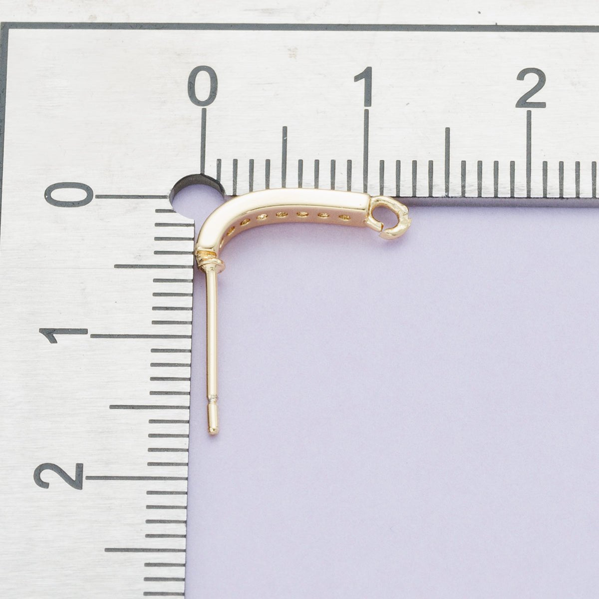 16K Gold Filled 13.5mm Micro Paved CZ Linear Drop Stud Earrings in Gold & Silver | Findings-00094 Findings-00093