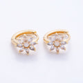 16K Gold Filled 13.5mm White Opal Marquise CZ Flower Cartilage Huggie | Earrings-00672
