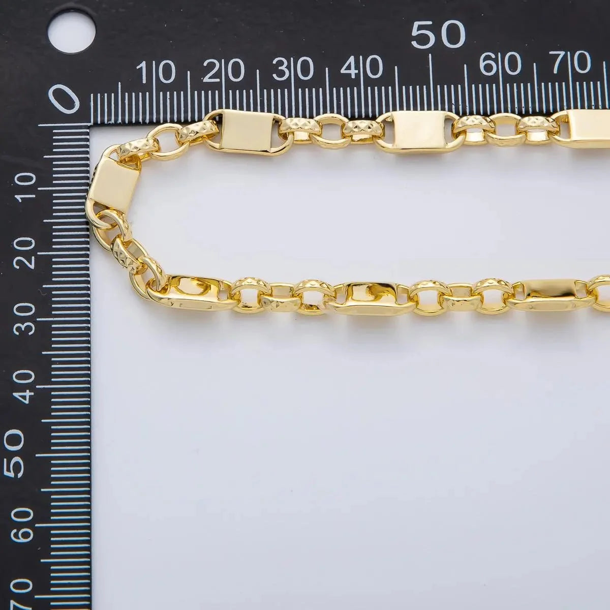 18K Gold Filled 13.5mm x 6mm Anchor Square Geometric Edged Link Unfinished Chain by Yard | Roll-01773