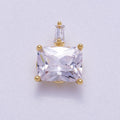 16K Gold Filled 13mm Baguette CZ Rectangular Solitaire Pendant | Charms-00627
