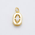 16K Gold Filled 13mm Clear CZ Marquise Bezel Hexagonal Charm | Charms-000453