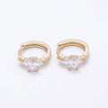 16K Gold Filled 13mm Clear, Green, Purple, Blue, Black Oval CZ Huggie Earrings | Earrings-00387 ~ Earrings-0038