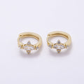 16K Gold Filled 13mm Clear Marquise CZ Celestial Star Huggie Earrings | Earrings-00453