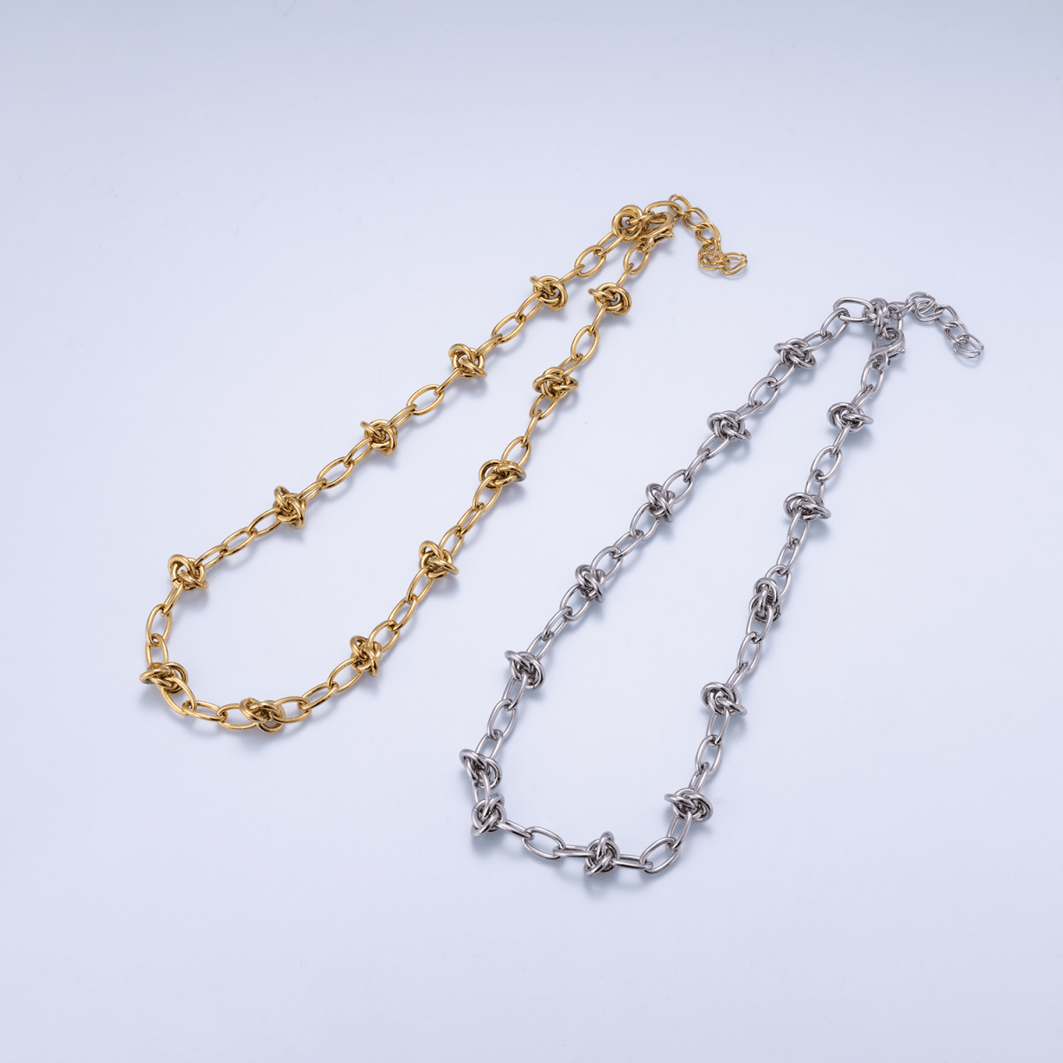 16K Gold Filled 13mm Knot Geometric Paperclip Chain 17.5 Inch Necklace in Gold & Silver | WA-01952 WA-01953