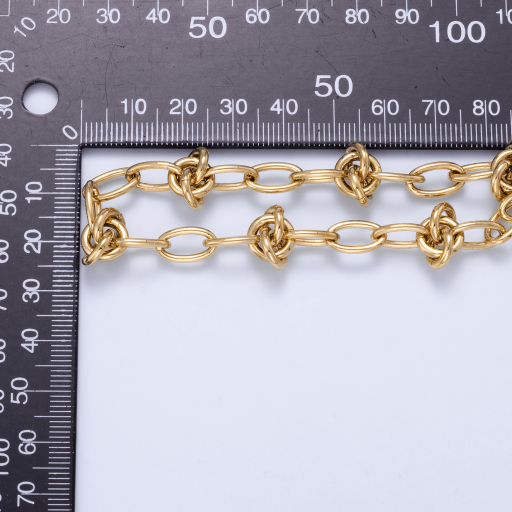 16K Gold Filled 13mm Knot Geometric Paperclip Chain 17.5 Inch Necklace in Gold & Silver | WA-01952 WA-01953