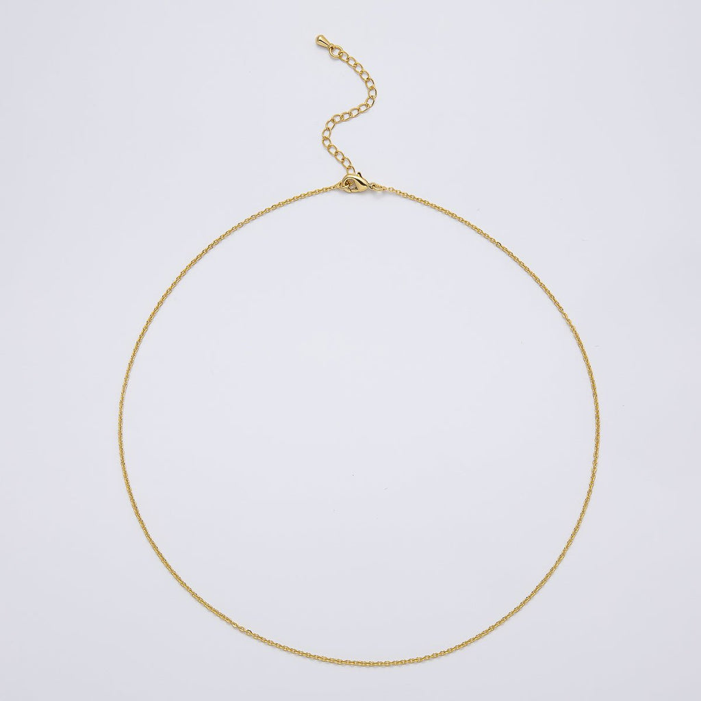 16K Gold Filled 1.3mm Minimalist Cable Chain 16 Inch, 18 Inch, 20 Inch Necklace w. Extender | WA-04256