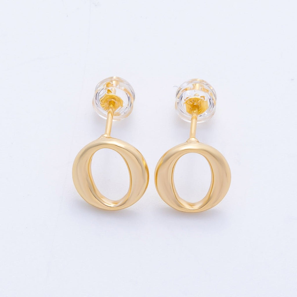 16K Gold Filled 13mm Minimalist Open Oval Drop Stud | Earrings-00228