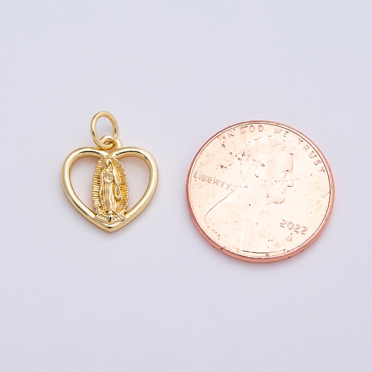 16K Gold Filled 13mm Mother Mary Open Heart Charm in Gold & Silver | Charms-00850 Charms-00851