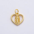16K Gold Filled 13mm Mother Mary Open Heart Charm in Gold & Silver | Charms-00850 Charms-00851