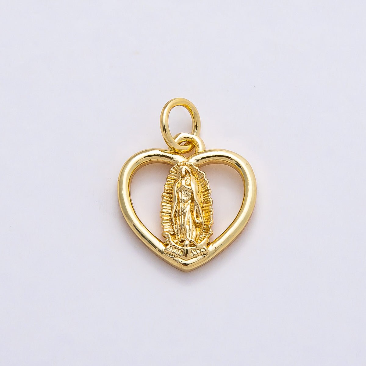 16K Gold Filled 13mm Mother Mary Open Heart Charm in Gold & Silver | Charms-00850 Charms-00851