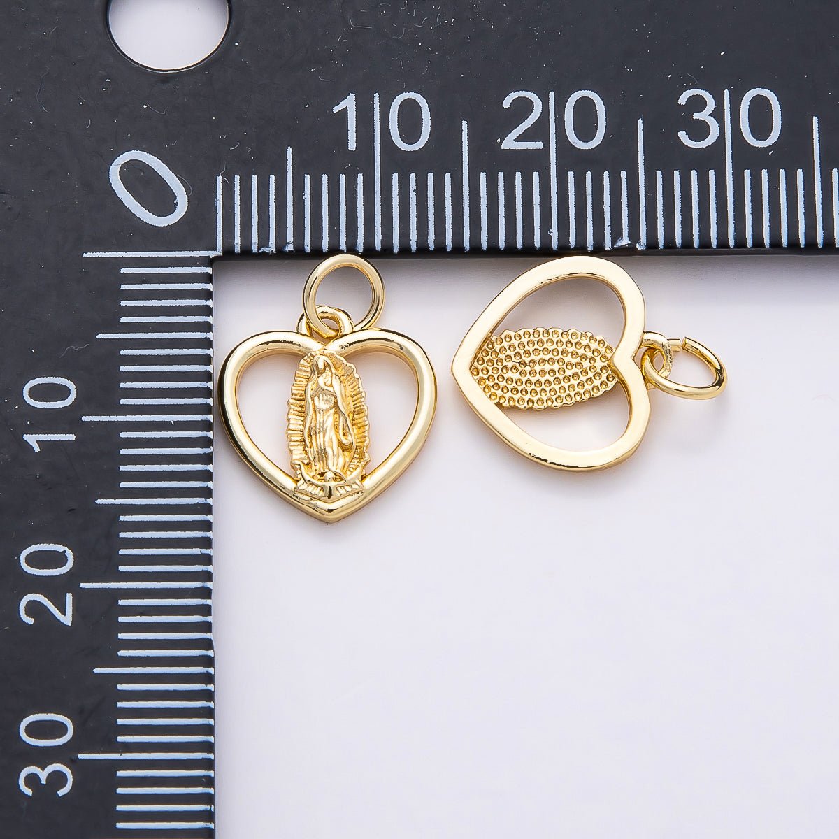 16K Gold Filled 13mm Mother Mary Open Heart Charm in Gold & Silver | Charms-00850 Charms-00851