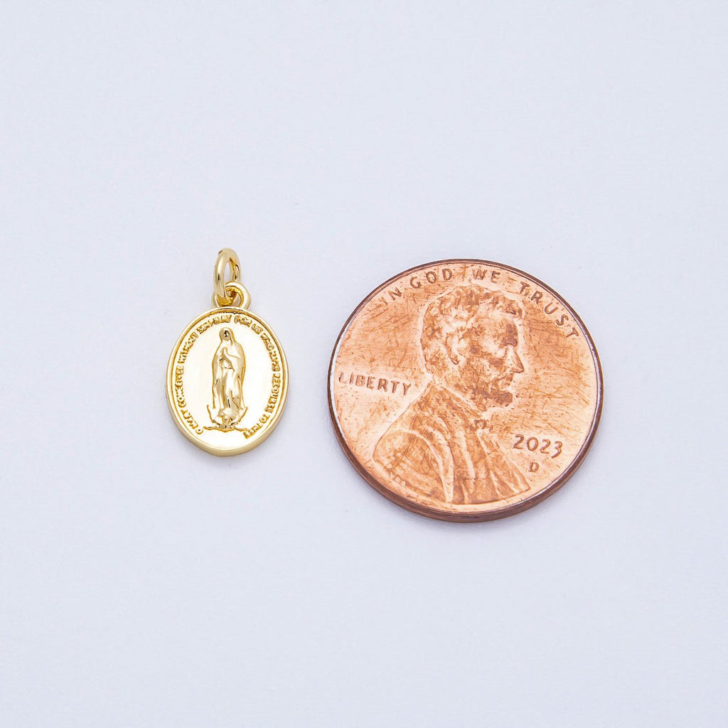16K Gold Filled 13mm Virgin Mary Oval Charm in Gold & Silver | Charms-00644 Charms-00645