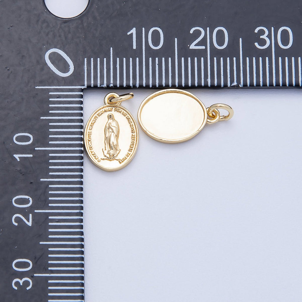 16K Gold Filled 13mm Virgin Mary Oval Charm in Gold & Silver | Charms-00644 Charms-00645