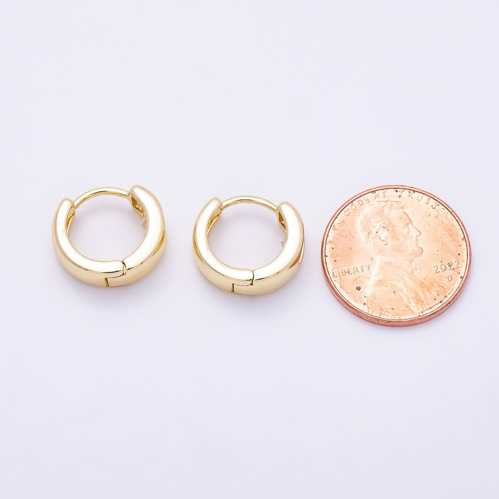 16K Gold Filled 14mm Clear Oval CZ Minimalist Dome Oblong Huggie | Earrings-00699