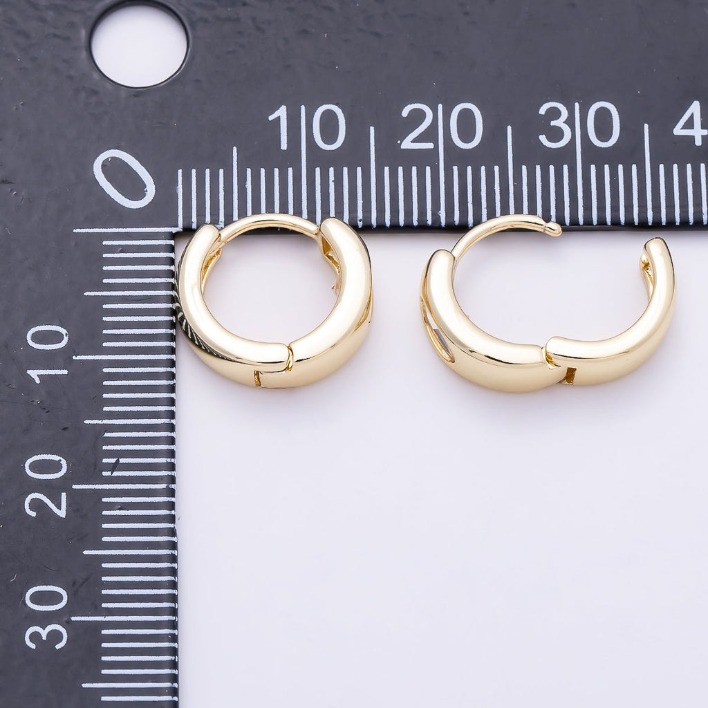 16K Gold Filled 14mm Clear Oval CZ Minimalist Dome Oblong Huggie | Earrings-00699