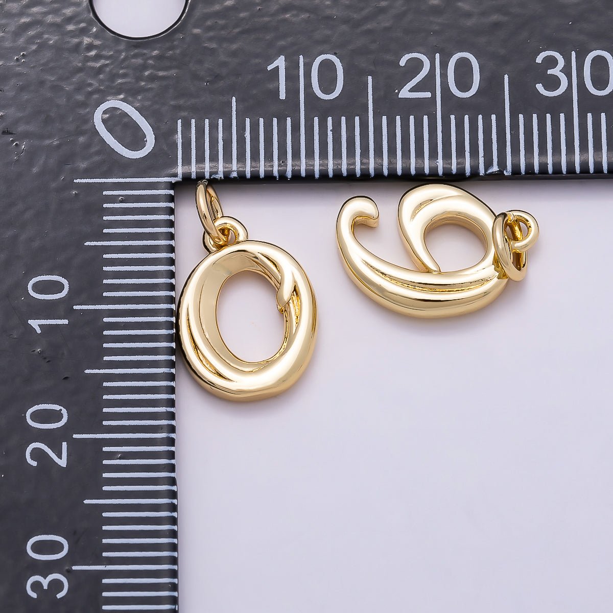 16K Gold Filled 14mm Minimalist Molten Number Numerology Charm | Charms-00878 ~ Charms-00887
