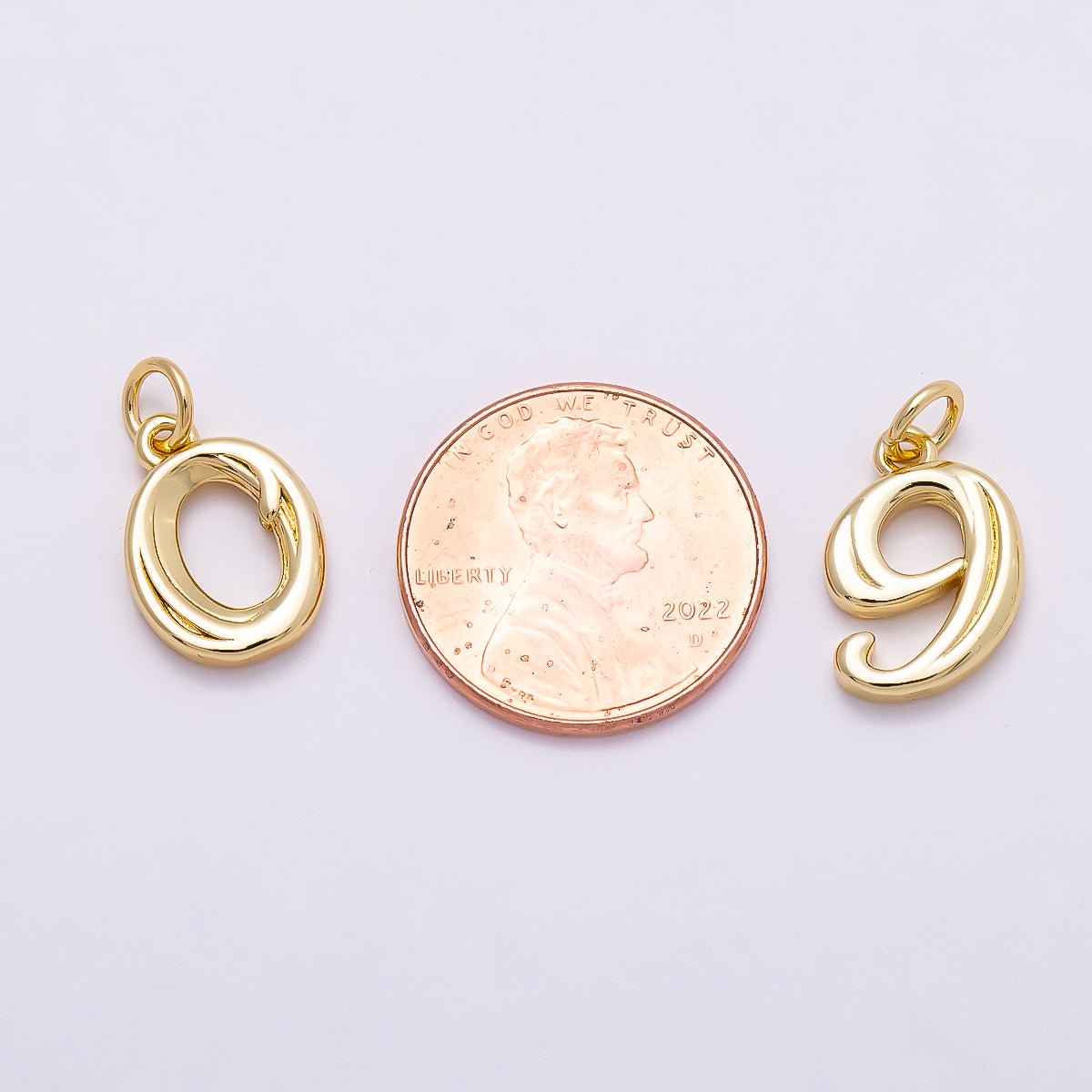 16K Gold Filled 14mm Minimalist Molten Number Numerology Charm | Charms-00878 ~ Charms-00887