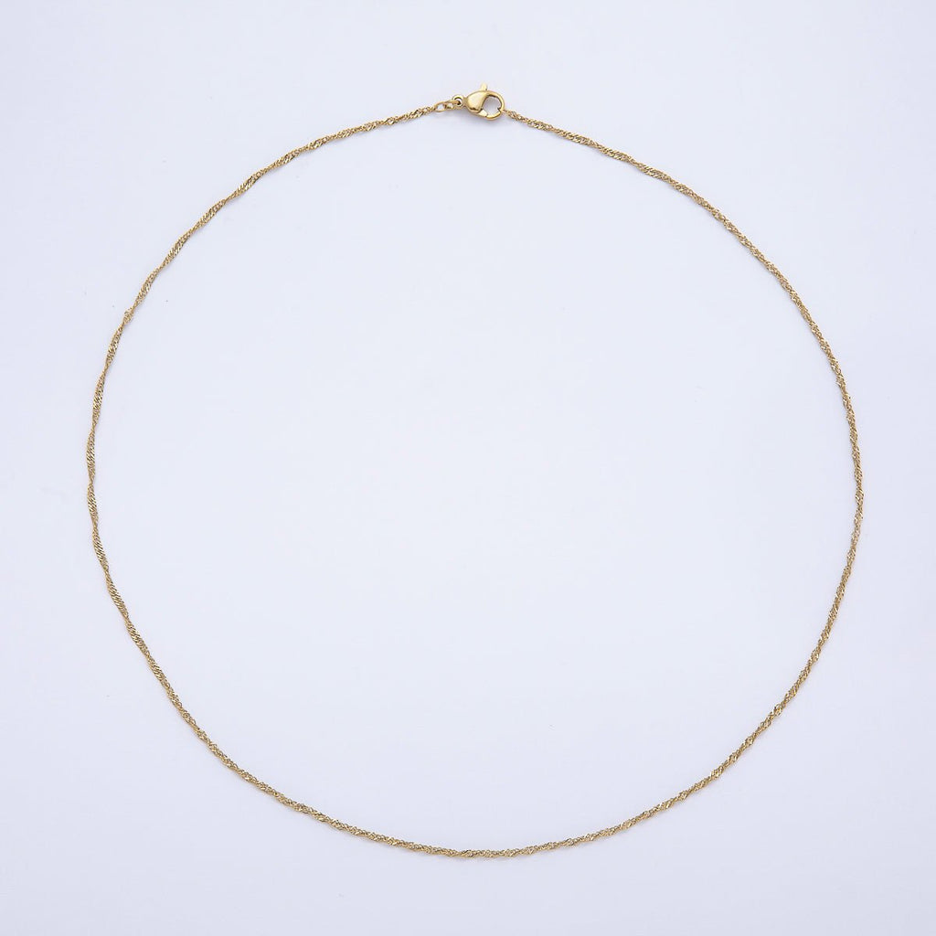16K Gold Filled 1.4mm Minimalist Singapore Chain 18 Inch Necklace | WA-04468