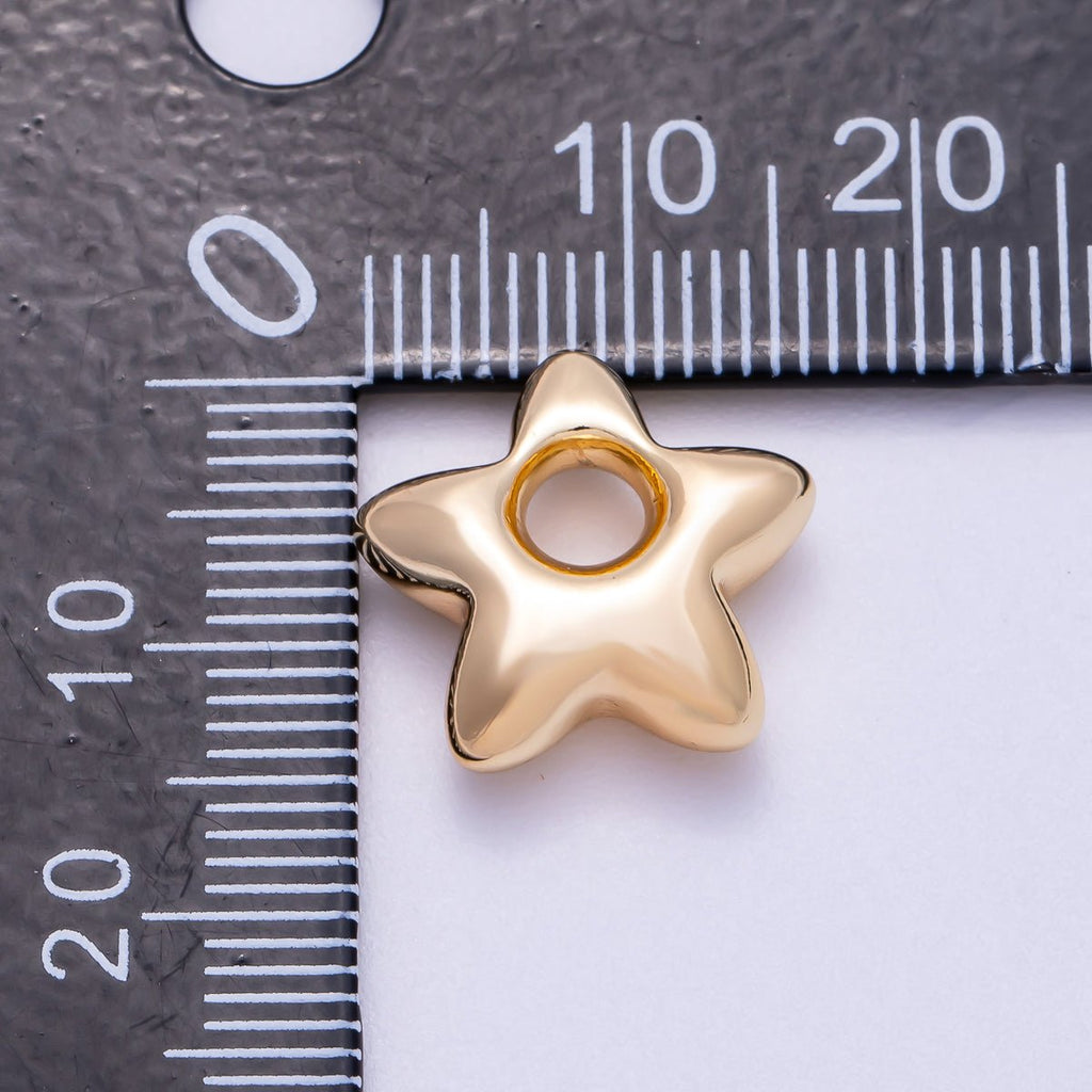16K Gold Filled 15mm Chubby Celestial Star 3D Multidimensional Slide Charm | BEADS-00275