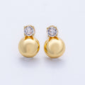 16K Gold Filled 15mm Clear CZ Dome Round Ball Stud | Earrings-00233