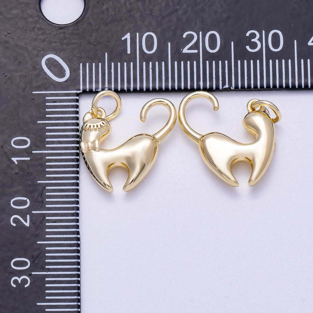 16K Gold Filled 15mm Kitty Cat Pet Animal 3D Multidimensional Charm | Charms-00629