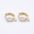 16K Gold Filled 15mm Oval Clear CZ Teddy Bear Drop Huggie Earrings | Earrings-00445