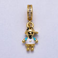 16K Gold Filled 15mm Pink, Blue Enamel Little Girl Boy Micro Paved CZ Rondelle Drop Pendant | Charms-00622 Charms-00623