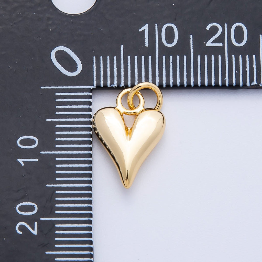 16K Gold Filled 15mm Puff Heart 3D Multidimensional Earring Charm | Charms-00263