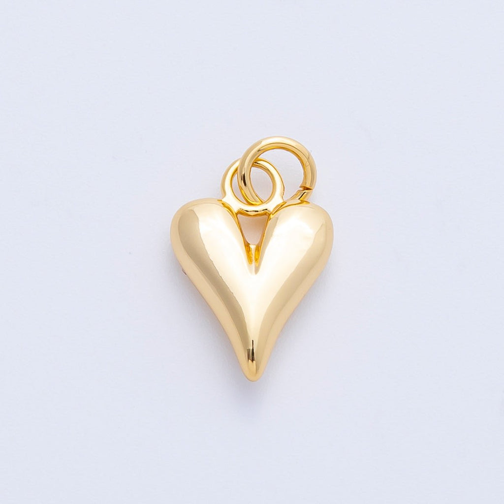 16K Gold Filled 15mm Puff Heart 3D Multidimensional Earring Charm | Charms-00263