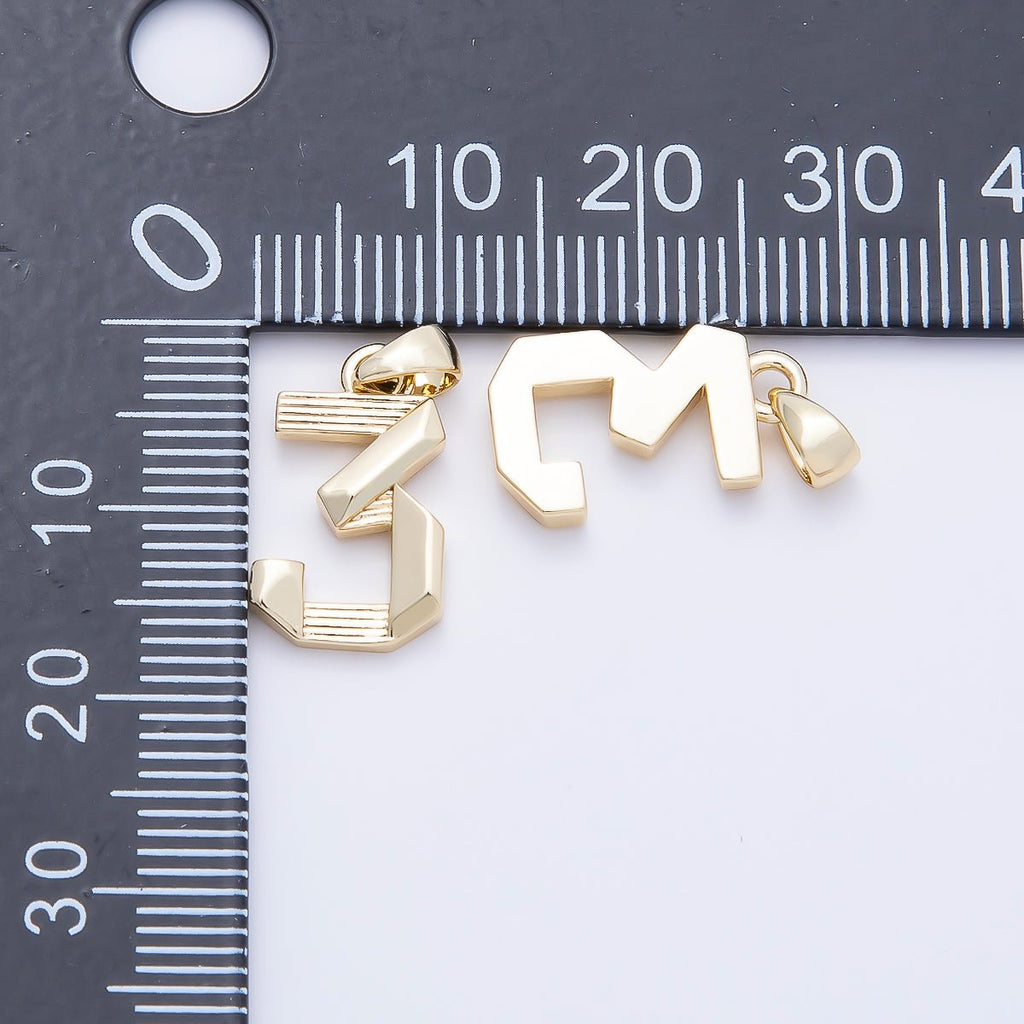 16K Gold Filled 15mm Ribbed Edged Geometric Number Numerology Charm | Charms-01207 ~ Charms-01216