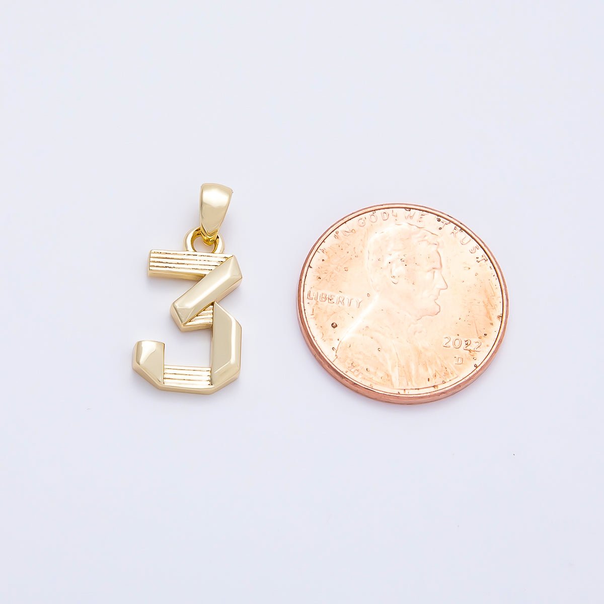 16K Gold Filled 15mm Ribbed Edged Geometric Number Numerology Charm | Charms-01207 ~ Charms-01216