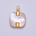 16K Gold Filled 15mm Shell Pearl Square Mini Charm | Charms-00594