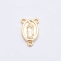 16K Gold Filled 15mm Virgin Mary Rosary Minimalist Triple Connector | connector-00030