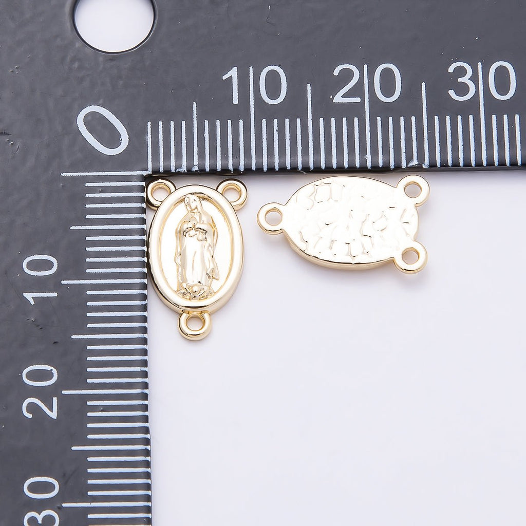 16K Gold Filled 15mm Virgin Mary Rosary Minimalist Triple Connector | connector-00030