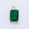 16K Gold Filled 16.5mm Green, Pink, Clear, Red, Blue, Purple Baguette CZ Charm in Gold & Silver | Charms-00294 ~ Charms-00302