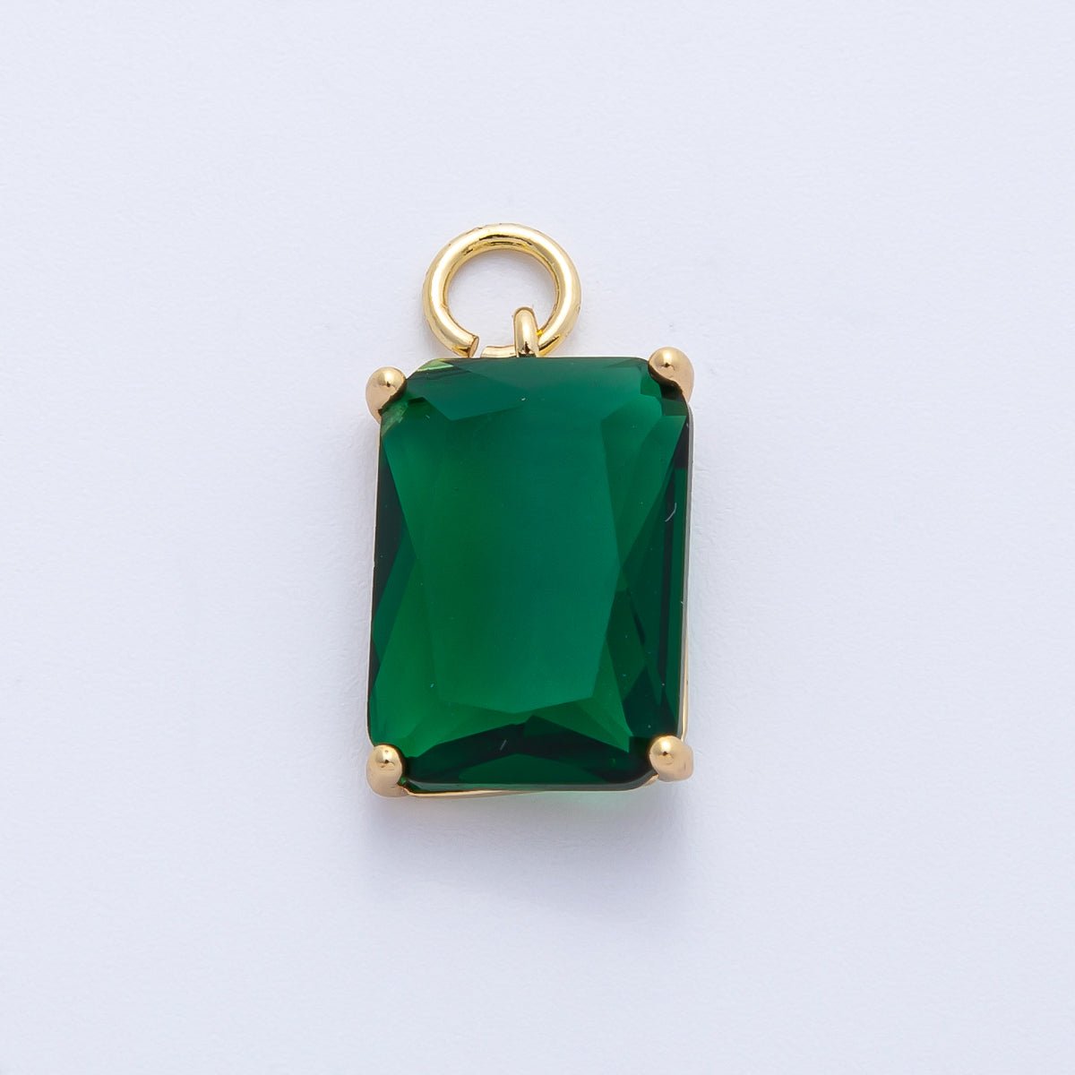 16K Gold Filled 16.5mm Green, Pink, Clear, Red, Blue, Purple Baguette CZ Charm in Gold & Silver | Charms-00294 ~ Charms-00302