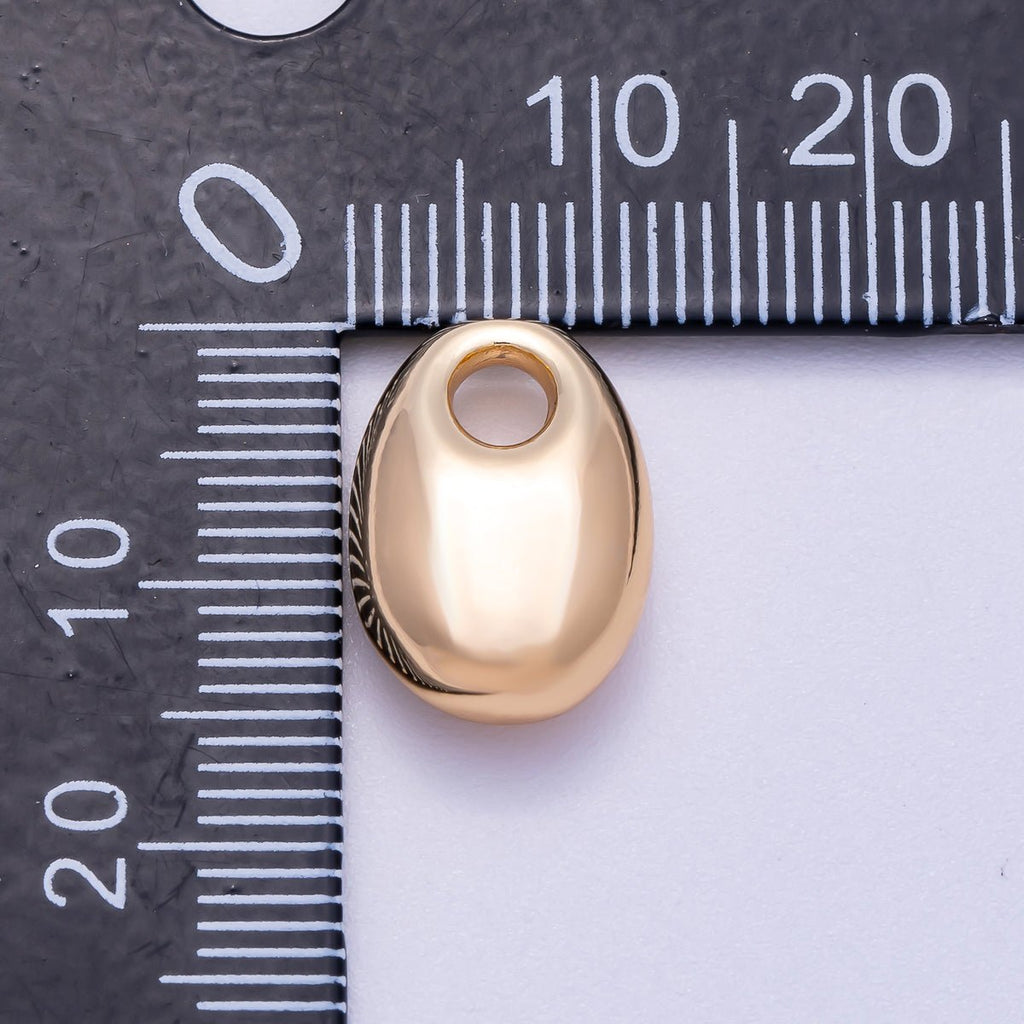 16K Gold Filled 16mm Chubby Oblong Oval 3D Multidimensional Slide Charm | BEADS-00274