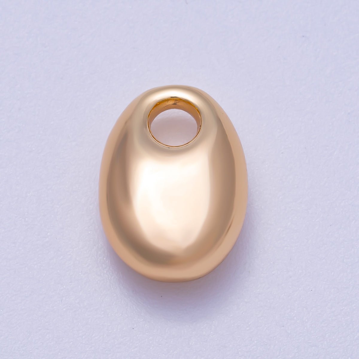 16K Gold Filled 16mm Chubby Oblong Oval 3D Multidimensional Slide Charm | BEADS-00274