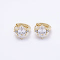 16K Gold Filled 16mm Clear Oval CZ Solitaire Cartilage Huggie Earrings | Earrings-00435