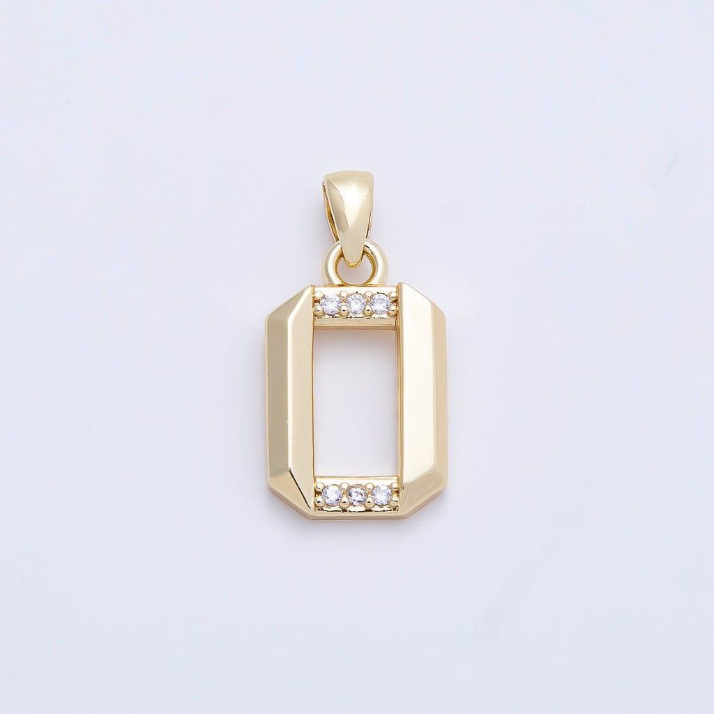 16K Gold Filled 16mm Micro Paved CZ Edged Geometric Number Numerology Charm | Charms-01217 ~ Charms-01226
